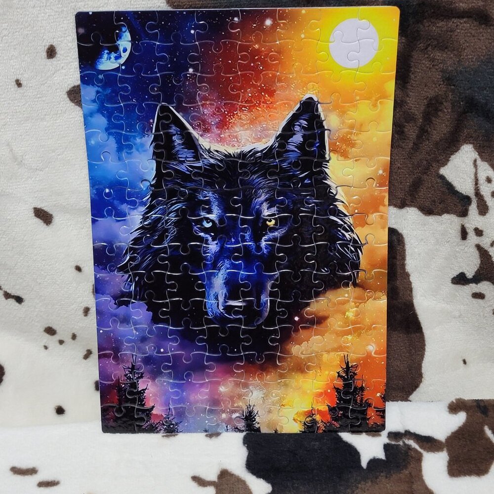 Wolf Moon Sunset 120 Piece Custom Handmade Jigsaw Puzzle